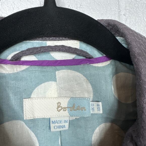 Boden Textured Blazer Womens 8 Gray Button Front Lined Jacket - Picture 4 of 5